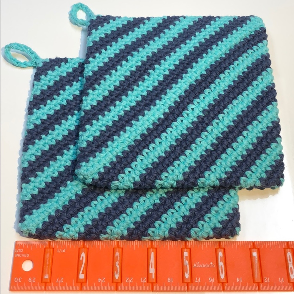 Cotton potholders set up to double thick handmade